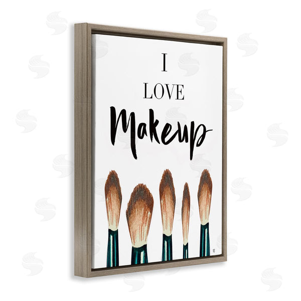 Stupell Industries Elizabeth Tyndall | I Love Makeup Expression Glam Cosmetic Brushes Wall Art
