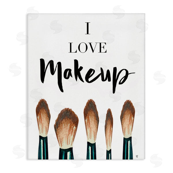 stupell industries Elizabeth Tyndall | I Love Makeup Expression Glam Cosmetic Brushes Wall Art