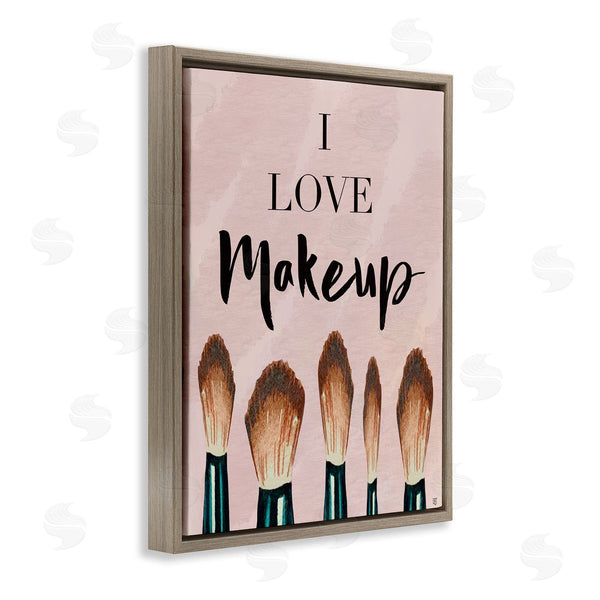 Stupell Industries Elizabeth Tyndall | I Love Makeup Pink Cosmetic Brushes