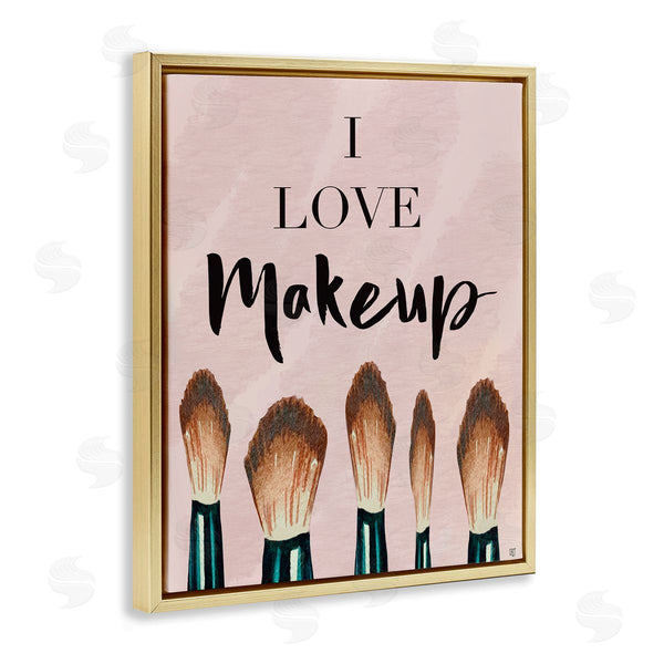 Stupell Industries Elizabeth Tyndall | I Love Makeup Pink Cosmetic Brushes