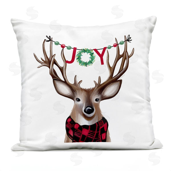 Stupell Industries Elizabeth Tyndall | Joy Reindeer Antlers Banner Printed Throw Pillow