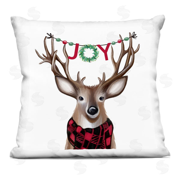 stupell industries Elizabeth Tyndall | Joy Reindeer Antlers Banner Printed Throw Pillow
