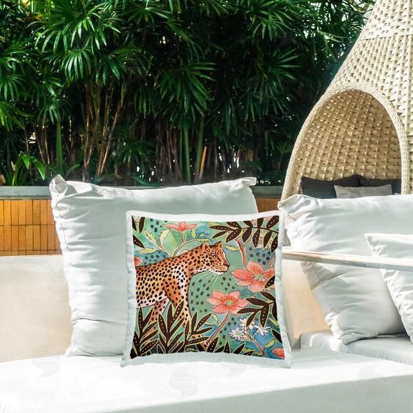 Stupell Industries Elizabeth Tyndall | Jungle Leopard & Leaves Printed Throw Pillow