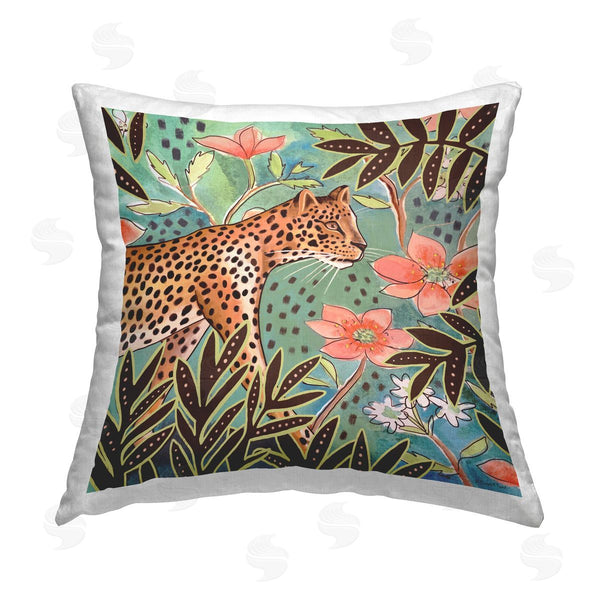stupell industries Elizabeth Tyndall | Jungle Leopard & Leaves Printed Throw Pillow