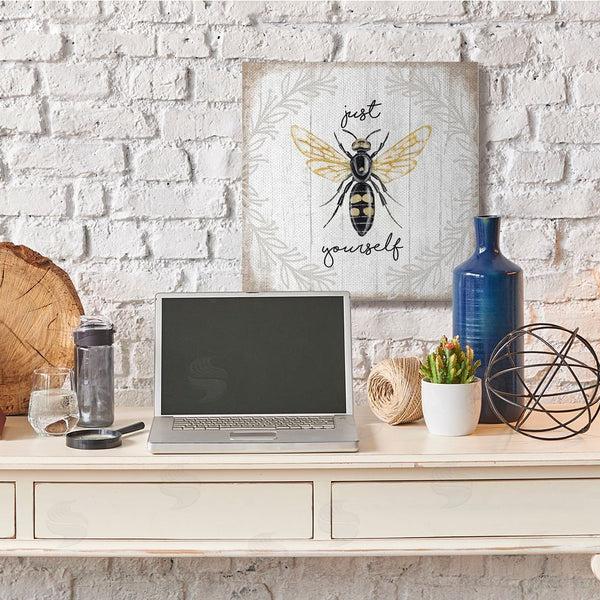 Stupell Industries Elizabeth Tyndall | Just Be Yourself Sentiment Country Charm Bee Wall Art