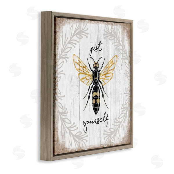 Stupell Industries Elizabeth Tyndall | Just Be Yourself Sentiment Country Charm Bee Wall Art