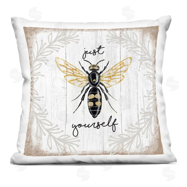 stupell industries Elizabeth Tyndall | Just Be Yourself Sentiment Country Charm Bee Printed Throw Pillow