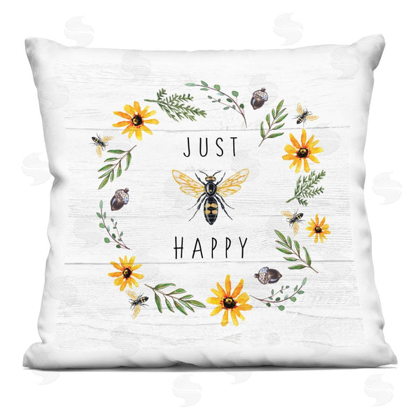 stupell industries Elizabeth Tyndall | Just Bee Happy Pun Printed Throw Pillow