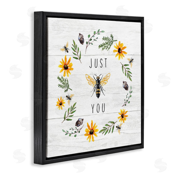 Stupell Industries Elizabeth Tyndall | Just Bee You Pun Phrase Yellow Daisy Wreath Wall Art