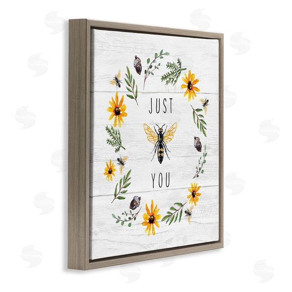Stupell Industries Elizabeth Tyndall | Just Bee You Pun Phrase Yellow Daisy Wreath Wall Art