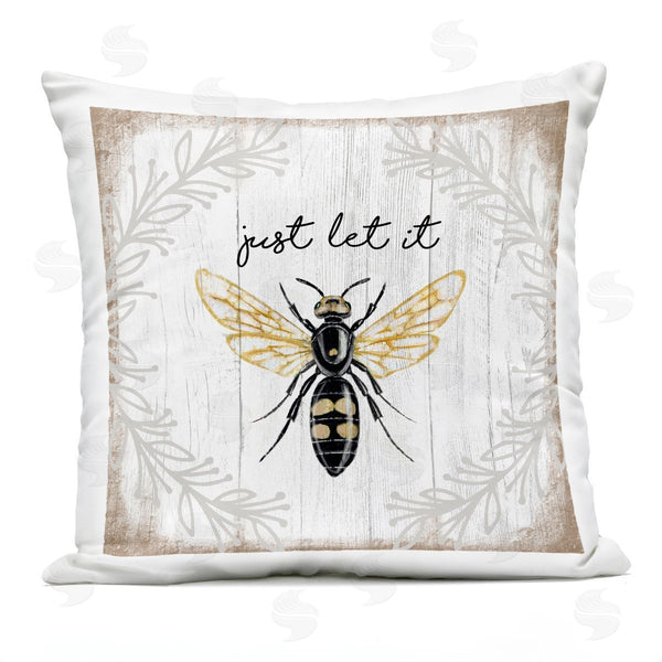 Stupell Industries Elizabeth Tyndall | Just Let It Be Sentiment Country Bee Pun Printed Throw Pillow