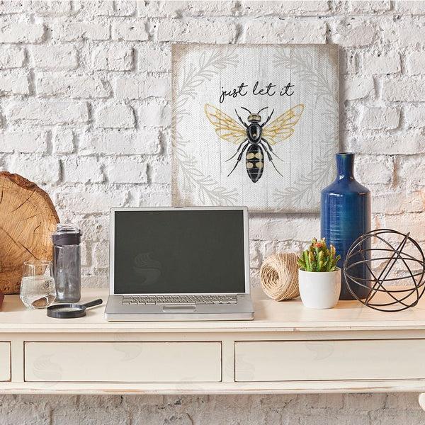 Stupell Industries Elizabeth Tyndall | Just Let It Be Sentiment Country Bee Pun Wall Art