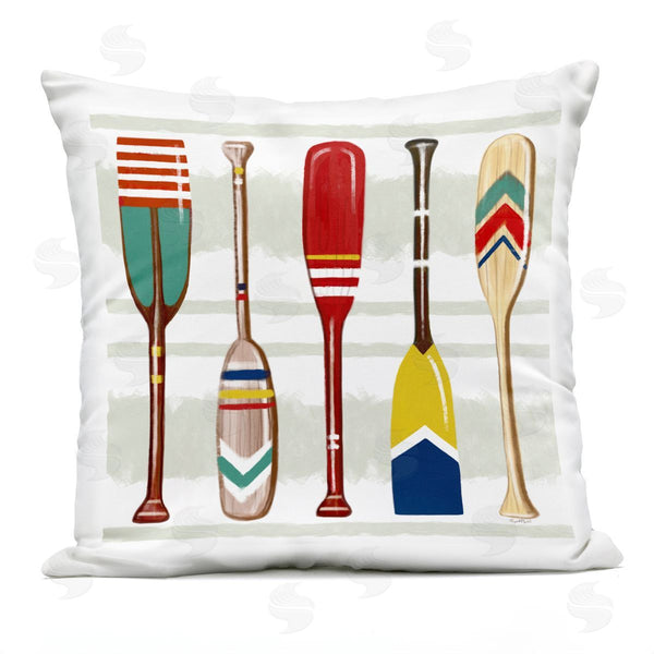 Stupell Industries Elizabeth Tyndall | Lake Cabin Patterned Oars Printed Throw Pillow