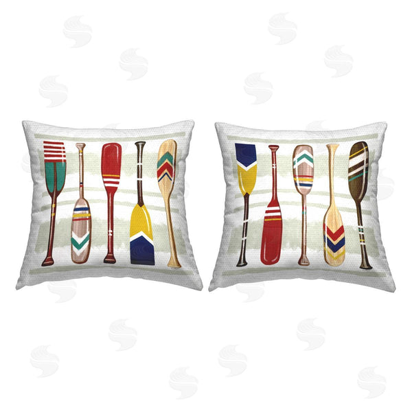 Stupell Industries Elizabeth Tyndall | Lake House Oars Printed Throw Pillow Set