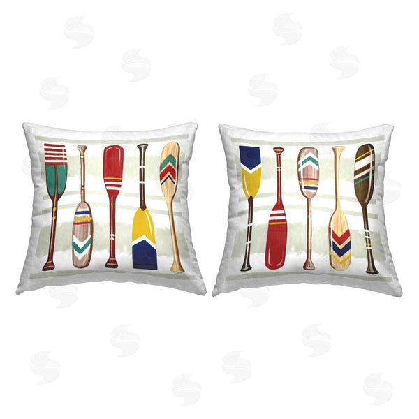 stupell industries Elizabeth Tyndall | Lake House Oars Printed Throw Pillow Set