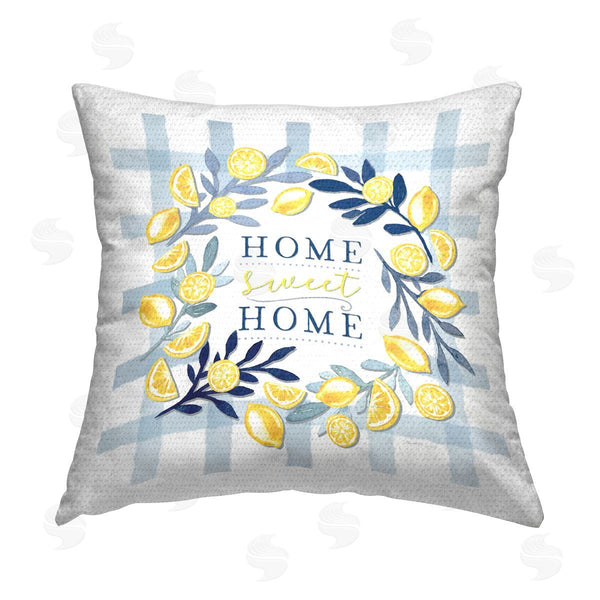 Stupell Industries Elizabeth Tyndall | Lemon Wreath On Gingham Printed Throw Pillow