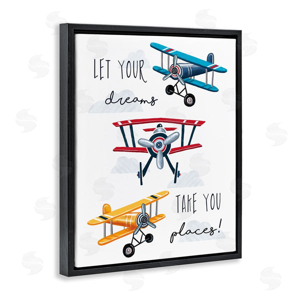Stupell Industries Elizabeth Tyndall | Let Your Dreams Take You Places Phrase Airplanes Wall Art
