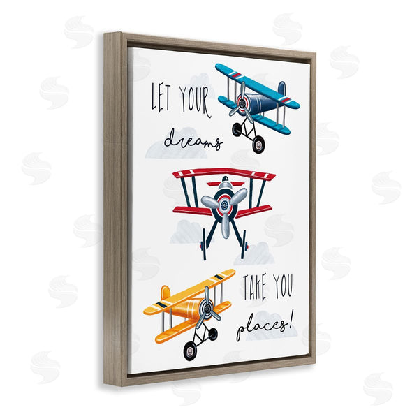 Stupell Industries Elizabeth Tyndall | Let Your Dreams Take You Places Phrase Airplanes Wall Art