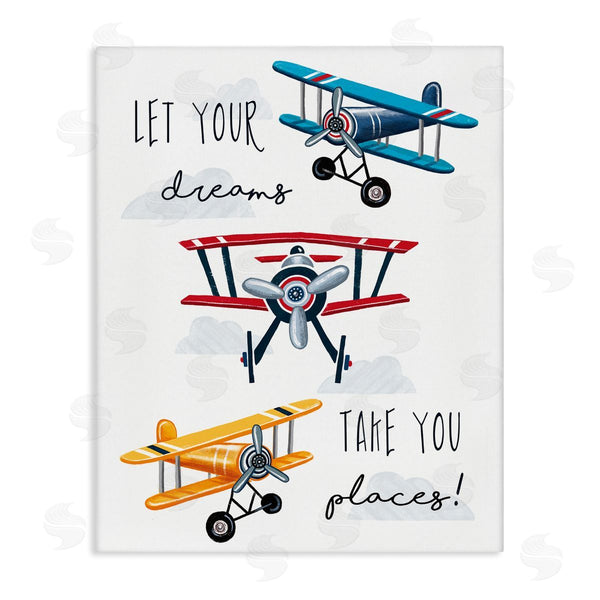 stupell industries Elizabeth Tyndall | Let Your Dreams Take You Places Phrase Airplanes Wall Art