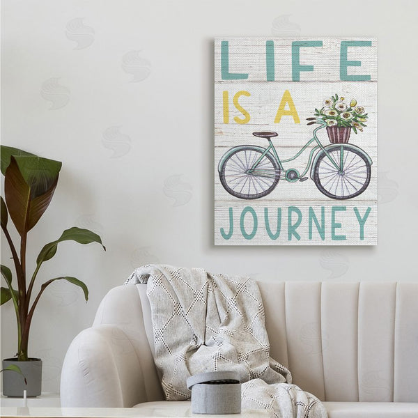 Stupell Industries Elizabeth Tyndall | Life's A Journey Blue Bicycle Flower Basket Wall Art