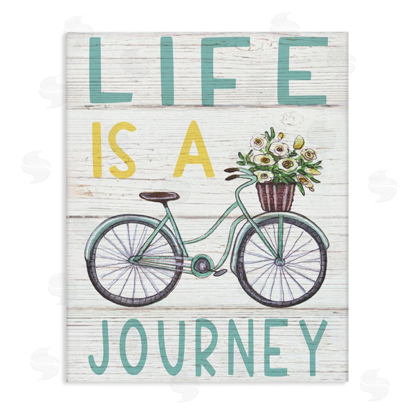 stupell industries Elizabeth Tyndall | Life's A Journey Blue Bicycle Flower Basket Wall Art