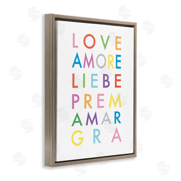 Stupell Industries Elizabeth Tyndall | Love Amore Liebe Romantic Phrases Bold Rainbow Text Wall Art