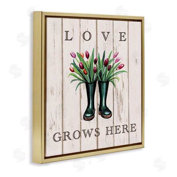 Stupell Industries Elizabeth Tyndall | Love Grows Here Rainboot Bouquets