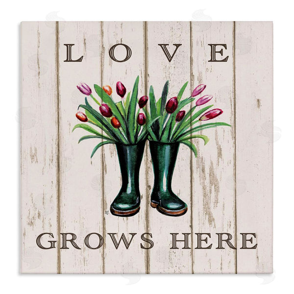 stupell industries Elizabeth Tyndall | Love Grows Here Rainboot Bouquets