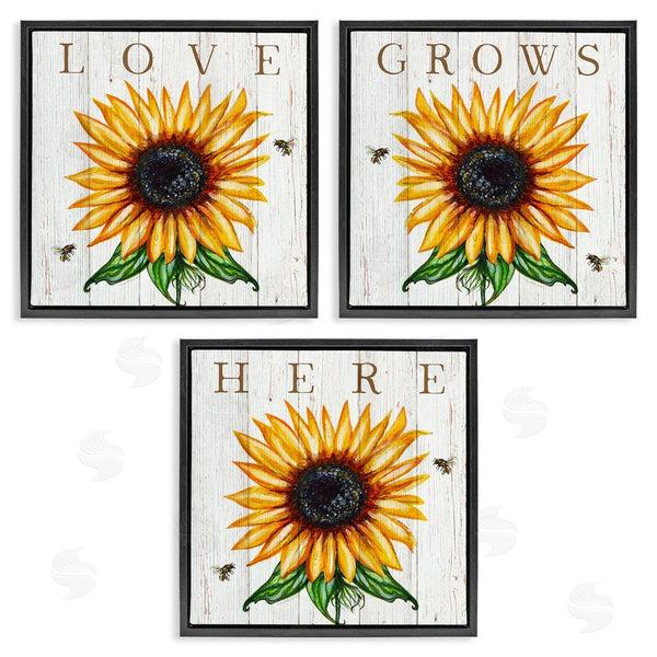 Stupell Industries Elizabeth Tyndall | Love Grows Here Sunflowers Honey Bees Wall Art
