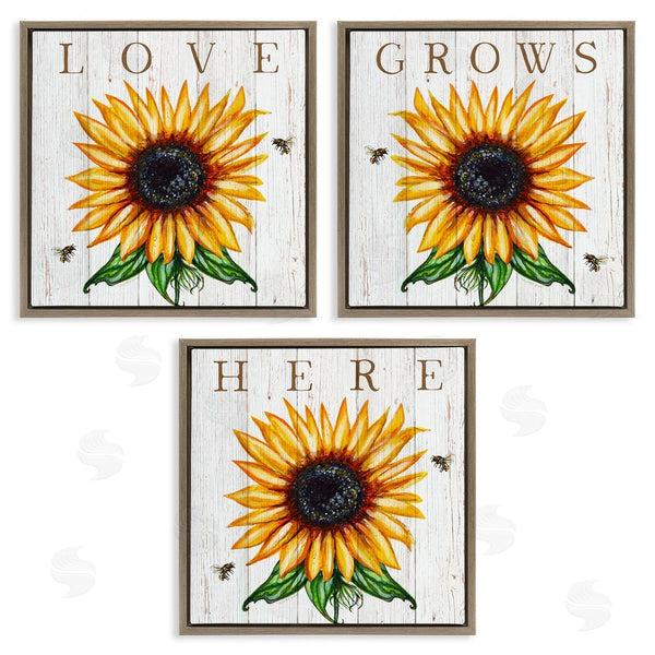 Stupell Industries Elizabeth Tyndall | Love Grows Here Sunflowers Honey Bees Wall Art