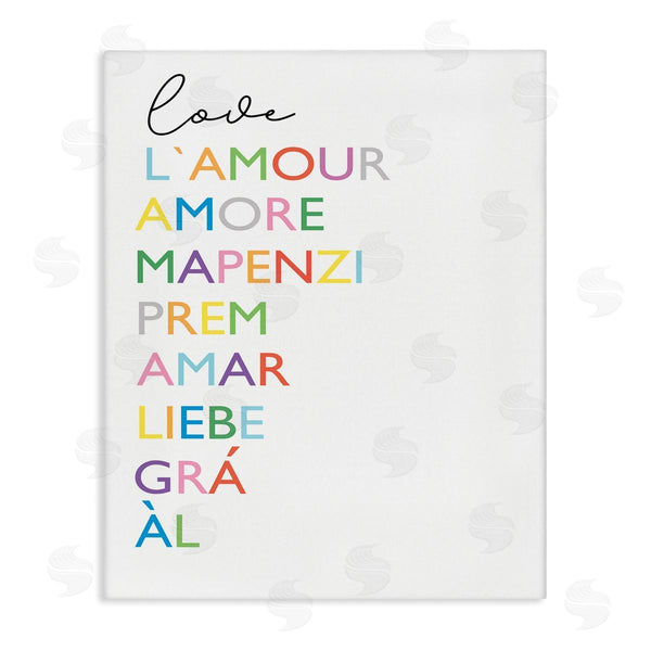 stupell industries Elizabeth Tyndall | Love L'Amour Amore Mapenzi Romantic Terms Rainbow Typography Wall Art