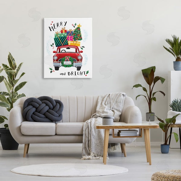 Stupell Industries Elizabeth Tyndall | Merry And Bright Sentiment Red Holly Farm Truck Wall Art