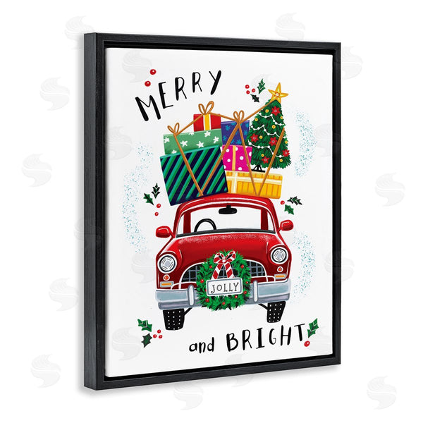 Stupell Industries Elizabeth Tyndall | Merry And Bright Sentiment Red Holly Farm Truck Wall Art