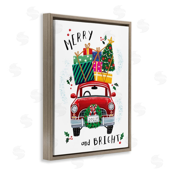 Stupell Industries Elizabeth Tyndall | Merry And Bright Sentiment Red Holly Farm Truck Wall Art
