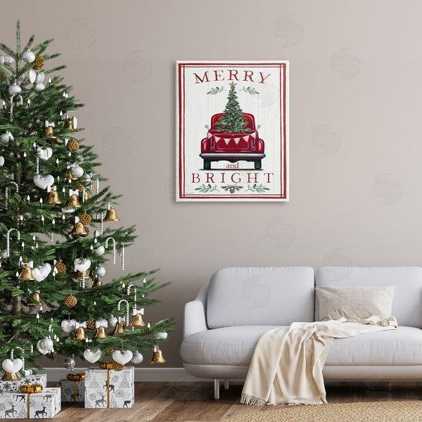 Stupell Industries Elizabeth Tyndall | Merry & Bright Christmas Tree In Truck Rustic Botanicals Wall Art