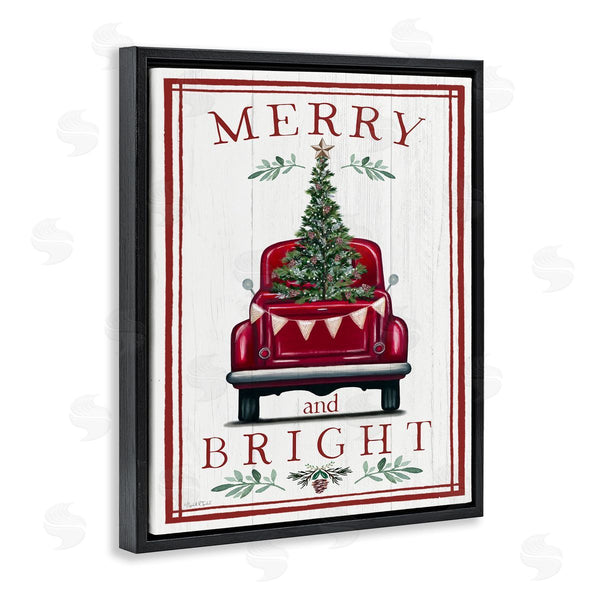 Stupell Industries Elizabeth Tyndall | Merry & Bright Christmas Tree In Truck Rustic Botanicals Wall Art