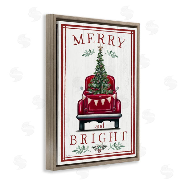 Stupell Industries Elizabeth Tyndall | Merry & Bright Christmas Tree In Truck Rustic Botanicals Wall Art