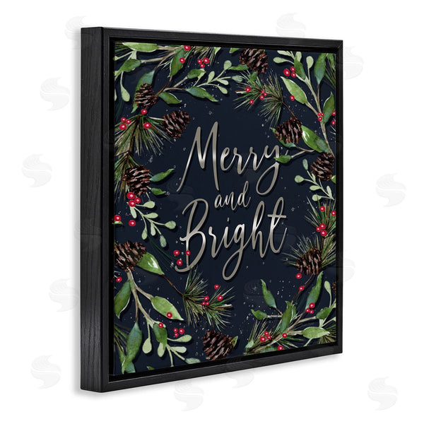 Stupell Industries Elizabeth Tyndall | Merry & Bright With Holly Leaves