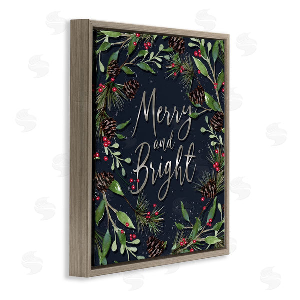 Stupell Industries Elizabeth Tyndall | Merry & Bright With Holly Leaves
