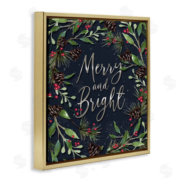 Stupell Industries Elizabeth Tyndall | Merry & Bright With Holly Leaves