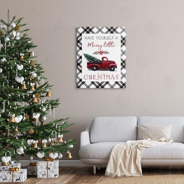 Stupell Industries Elizabeth Tyndall | Merry Little Christmas Traditional Phrase Red Truck Tree Wall Art