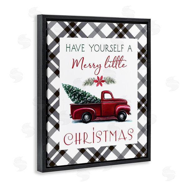 Stupell Industries Elizabeth Tyndall | Merry Little Christmas Traditional Phrase Red Truck Tree Wall Art