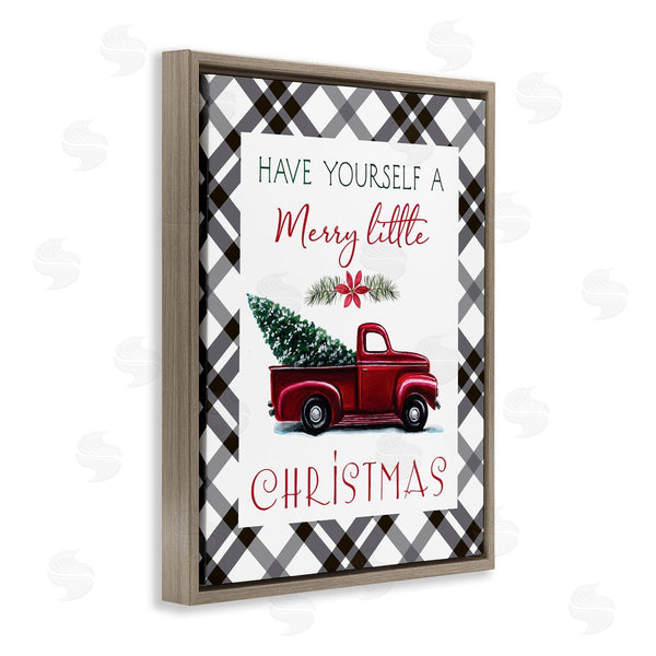 Stupell Industries Elizabeth Tyndall | Merry Little Christmas Traditional Phrase Red Truck Tree Wall Art