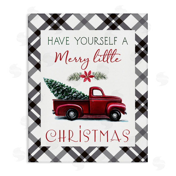 stupell industries Elizabeth Tyndall | Merry Little Christmas Traditional Phrase Red Truck Tree Wall Art