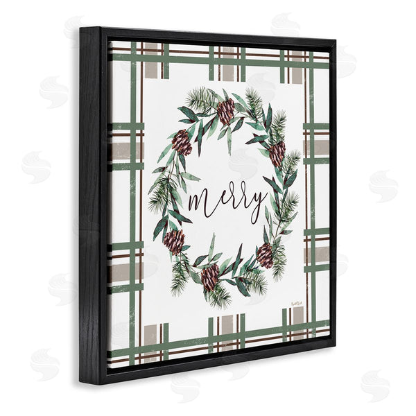 Stupell Industries Elizabeth Tyndall | Merry Wreath On Green Plaid