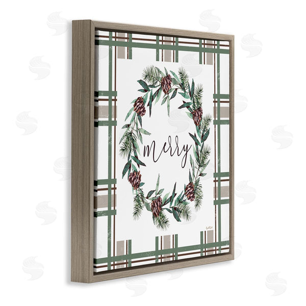 Stupell Industries Elizabeth Tyndall | Merry Wreath On Green Plaid