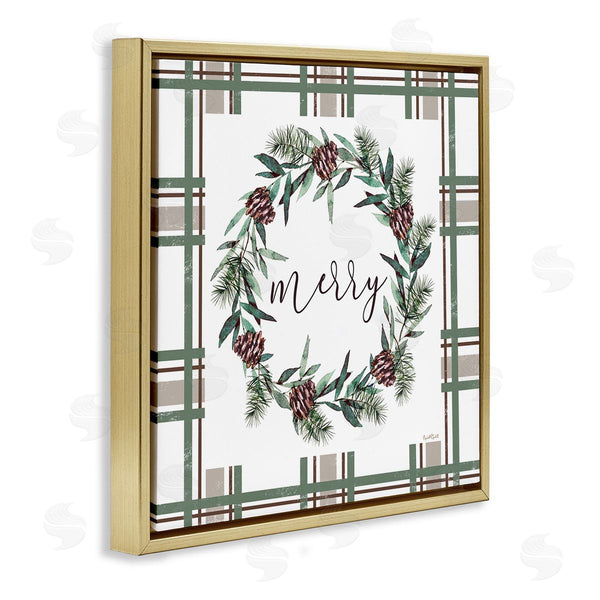 Stupell Industries Elizabeth Tyndall | Merry Wreath On Green Plaid