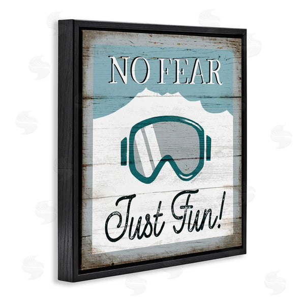Stupell Industries Elizabeth Tyndall | No Fear Just Fun Phrase Blue Ski Goggles Wall Art