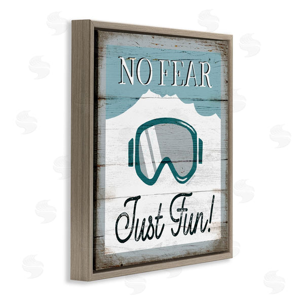 Stupell Industries Elizabeth Tyndall | No Fear Just Fun Phrase Blue Ski Goggles Wall Art