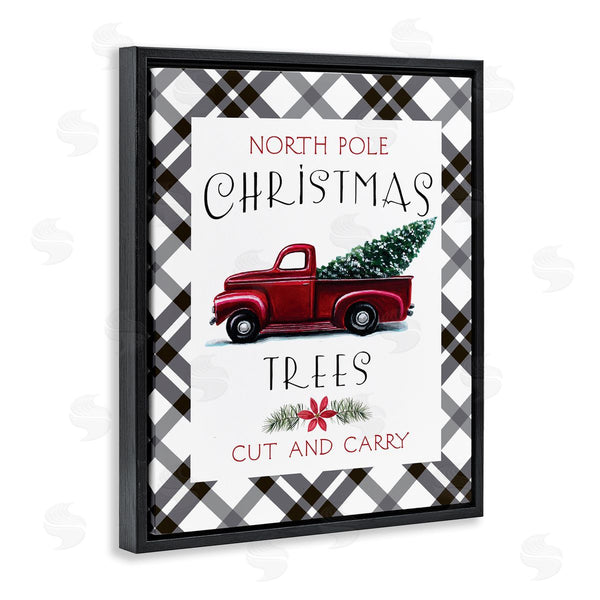 Stupell Industries Elizabeth Tyndall | North Pole Christmas Trees Red Truck Black Plaid Wall Art